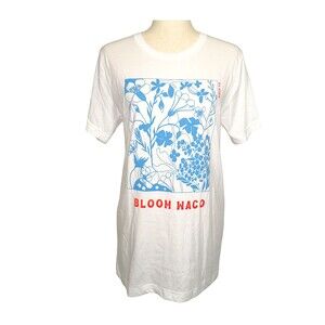 Bella + Canvas Women's White Blue Floral Waco Texas Tee Shirt Size Medium